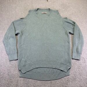 ALLSAINTS Lizzie Sweater Womens Medium Cold Shoulder Ribbed Mint Green Pullover